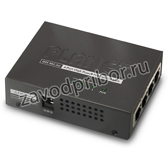 HPOE-460, PoE инжектор Planet 4 порта 10/100/1000Мб/с, IEEE 802.3at, 120Ватт