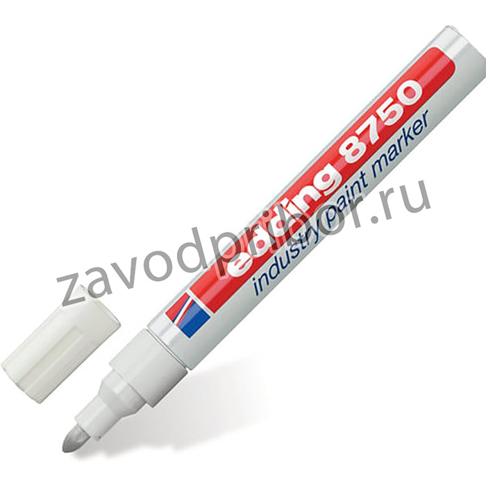 Маркер-краска лаковый (paint marker) EDDING "8750", БЕЛЫЙ, 2-4 мм, круглый наконечник, алюминиевый корпус, E-8750/49