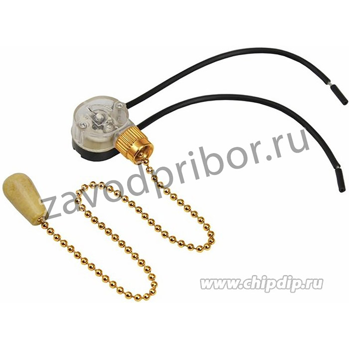 32-0104, Выключатель для настенного светильника c проводом и деревянным наконечником «Gold»