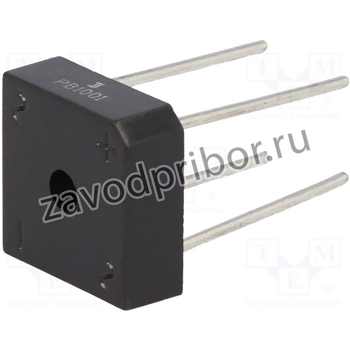 PB1001, Диодный мост: однофазный, Urmax: 100В, If: 10А, Ifsm: 135А, THT