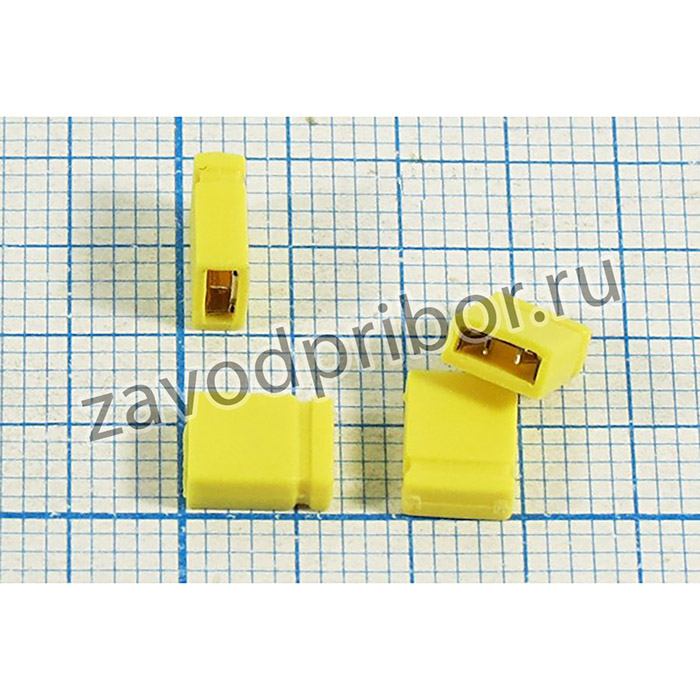 Джампер, шаг P2.54, контакты 2C, высота h 6.5мм, тип закрытый, цвет желтый, марка MJC-65Y