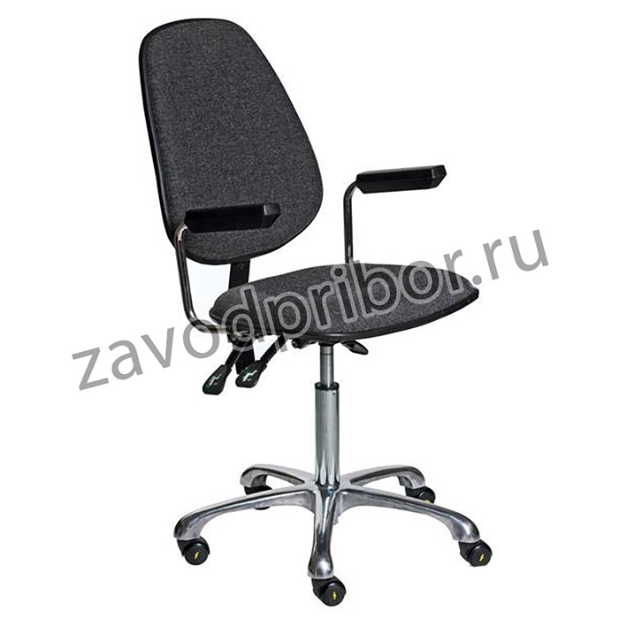 VKG C-200 ESD — антистатический тканевый лабораторный стул с регулировкой угла наклона спинки и сидения
