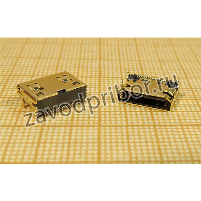 Разъем miniHDMI-19F розетка, контакты 19C4C, на плату SMD, угловой, miniHDMI-19F