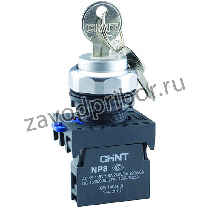 CHINT Переключатель с ключом NP8-10Y/21 , 2 положения с фиксацией, 1НО IP65 (R)