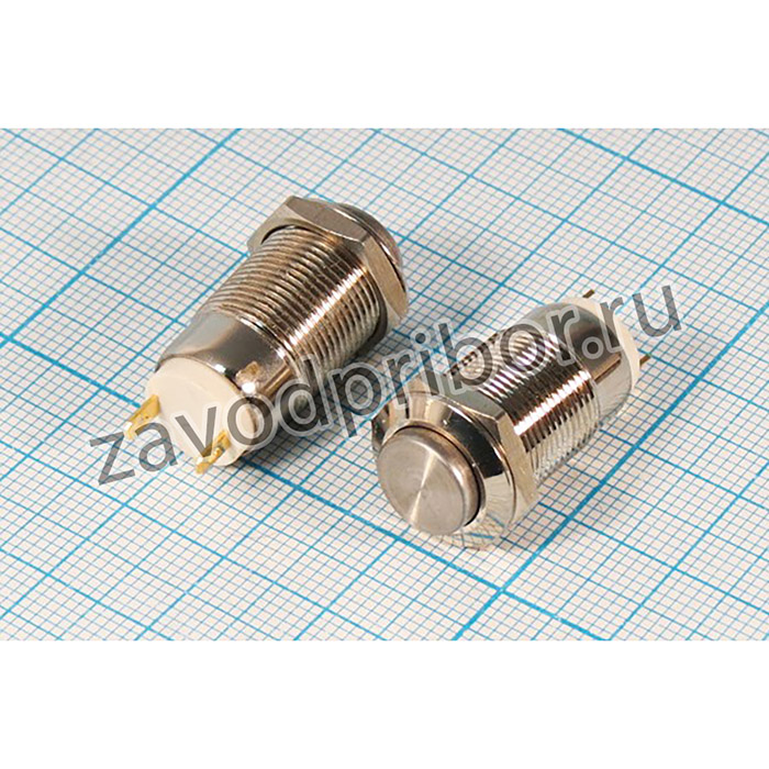 Переключатель кнопочный, d12, 220В, 2.0А, ON-OFF, контакты 2C, A12 B-2
