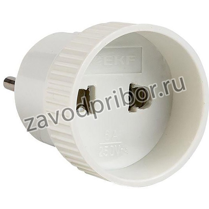 Адаптер-переходник без заземл. 6А 250В бел. EKF AAP6-1