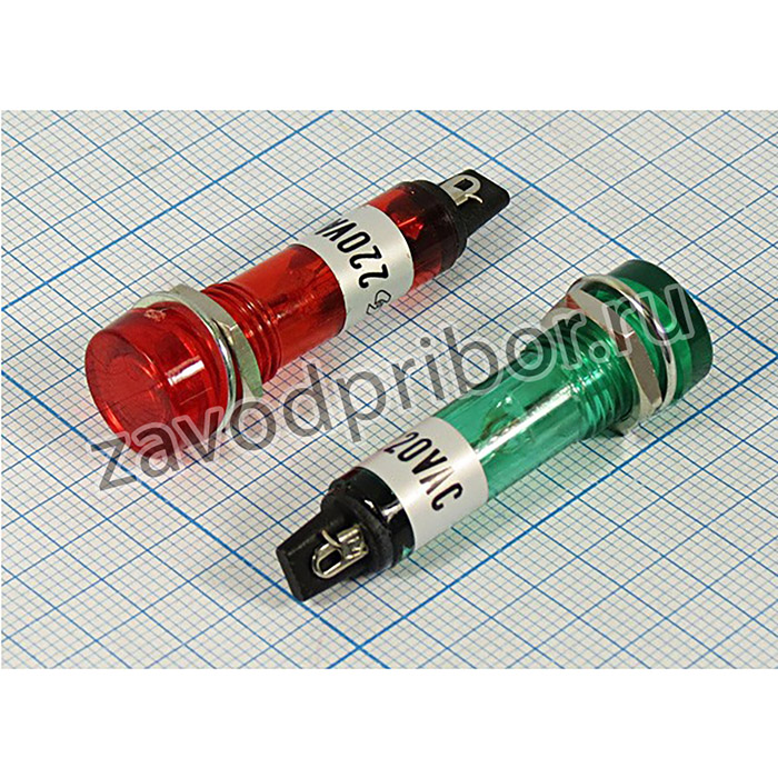 Лампа газоразрядная в корпусе 220В, размер 43мм, диаметр 13мм, цвет зеленый; Л корп 220В\d10,5x39\d12x 4\зел\мкд\\ГР\IL-768N\