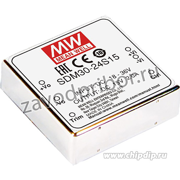 SDM30-12S12, Преобразователь: DC/DC, 25,2Вт, Uвх: 9,2-18В, Uвых: 12ВDC, 2"x2"