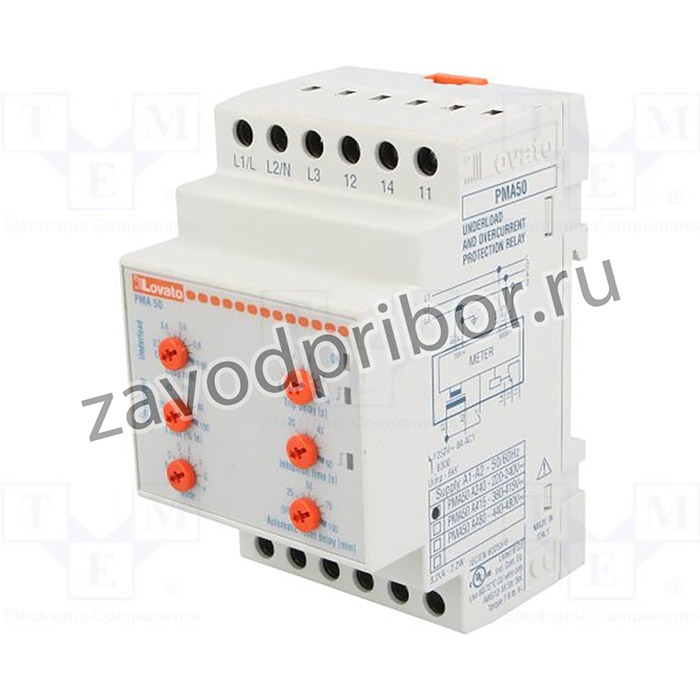 PMA50A240, Модуль: реле контроля, 230ВAC, DIN, SPDT, 250ВAC/8А, 0,1-60с