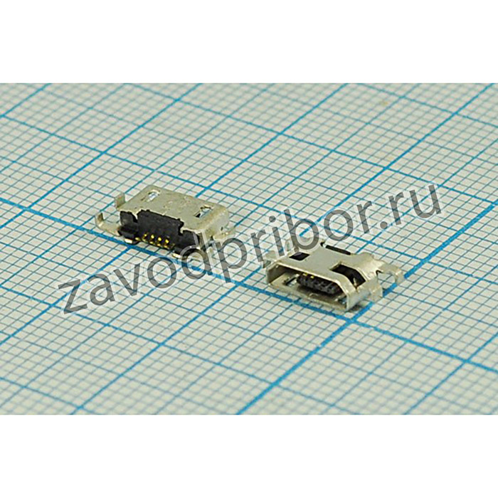 Разъем microUSB REV розетка, тип B, контакты 5C4HP, на плату, угловой, microUSBB5SADREV