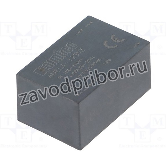 AMEL3-12SVZ, Преобразователь: AC/DC, 3Вт, 85-264ВAC, Uпит: 100-370ВDC, 77%