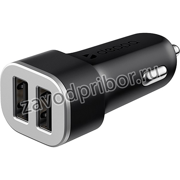 АЗУ Deppa 2 USB 2.4А, черный, Ultra, Deppa