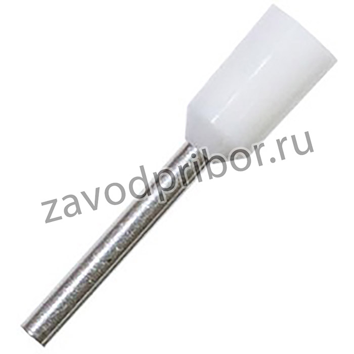 DN00510D, Наконечник L = 10.0 мм (Lобщ.= 16.0 мм), обжим на провод сеч. 0.5 кв.мм (20AWG), белый изо