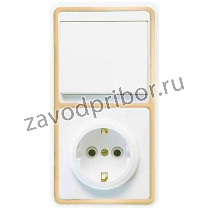 Блок БКВР-031 Бэлла (1-кл. выкл. + розетка с заземл.) зол. Кунцево 5820