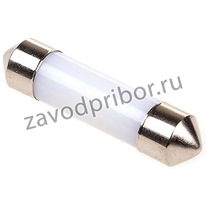 Автолампа диод T11(C5W) 12V 3 LED HP с цоколем с трубкой 36мм 1-конт Белая SKYWAY Салон, номер