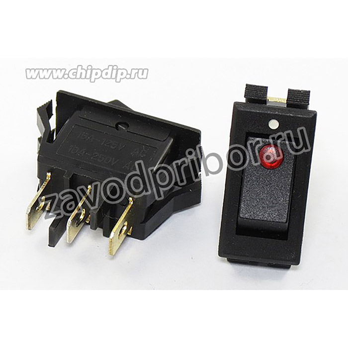 Переключатель клавишный, контакты 3T, 10А, ON-OFF, подсветка ILкрасная светодиодная , IRS-1E-2C