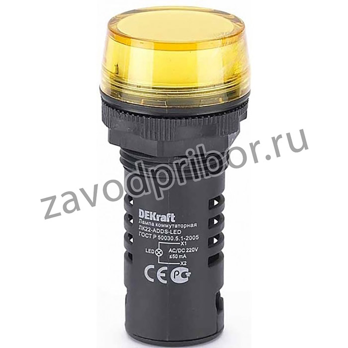 DEKraft Лампа комм. ADDS D22 LED жел. 220В AC/DC ЛK-22