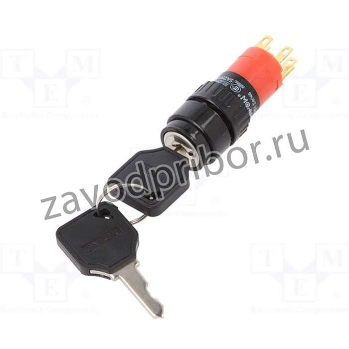 V16-KEY-2-JC, Переключатель: замок для РЭА, Фикс.пол: 2, Алгоритм раб: ON-ON