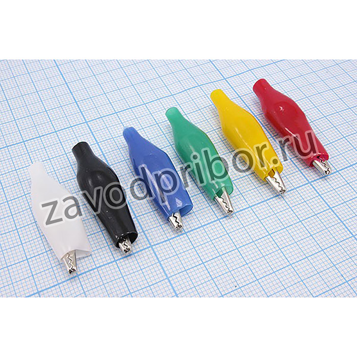 WD025/Y, Зажим "крокодил" с изолятором, 5А, L27.5мм, желтый; № 15736Y зажим "крокодил" L 27,5x23,5x2,5\ 5А\обж\\изол жел