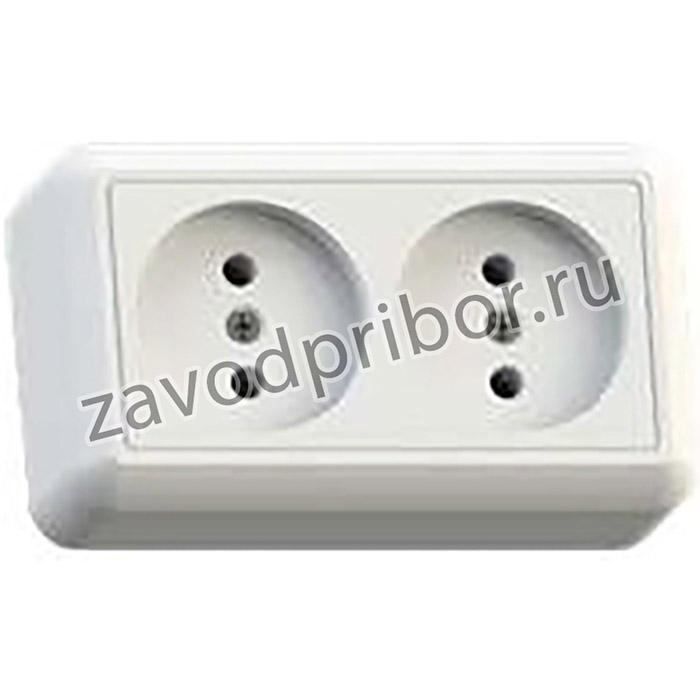 Розетка 2-м ОП Оптима РА10-373 10А IP20 без заземл. с монтаж. пластиной бел. Кунцево 8009