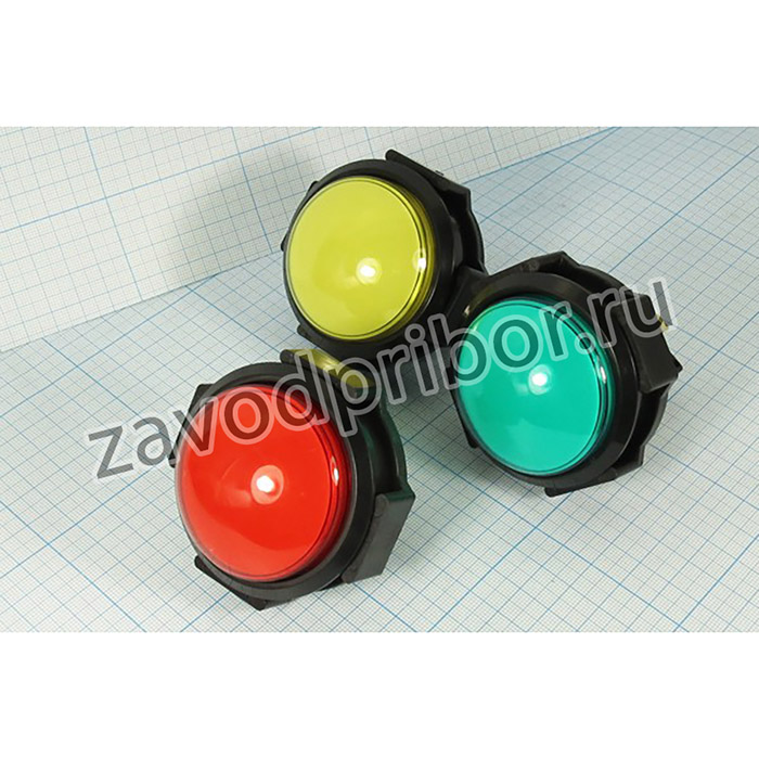 Кнопка с подсветкой красного цвета Большого размера on-(off)/off-(on), диаметр 52мм; ПКн\220\ 5,0\ON-(ON)\d24\ ILкр12В\5T\DOME-B\