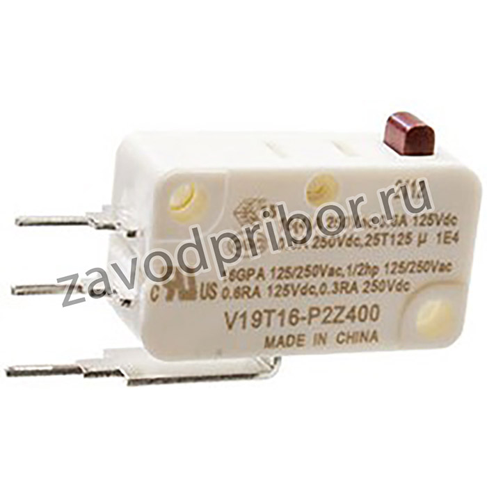V19T16-P2Z400, микропереключатель SPDT 250В 16A в плату 0.9*0.9мм 3.92N