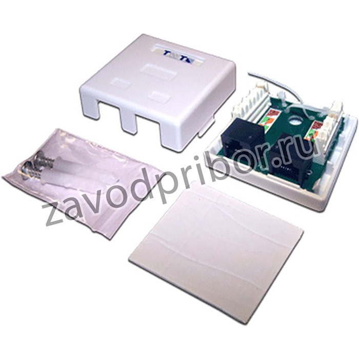 Настенная розетка, 2 порта RJ-45 категории 6, STP, белая