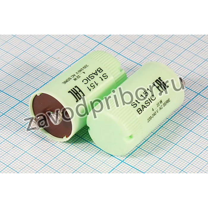 Стартер для люминесцентных ламп ST151, 220В, 2P, 22Вт, зеленый, 21x40, Ne, ST151, OSR; Л Стартер 220В\2P\22Вт\зел\\ 21x40\Ne\ST151\OSR