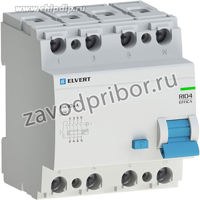 Elvert Устройство защитного отключения R10 4P 25А 100мА AC электрон. ELVERT R10410AC-25e