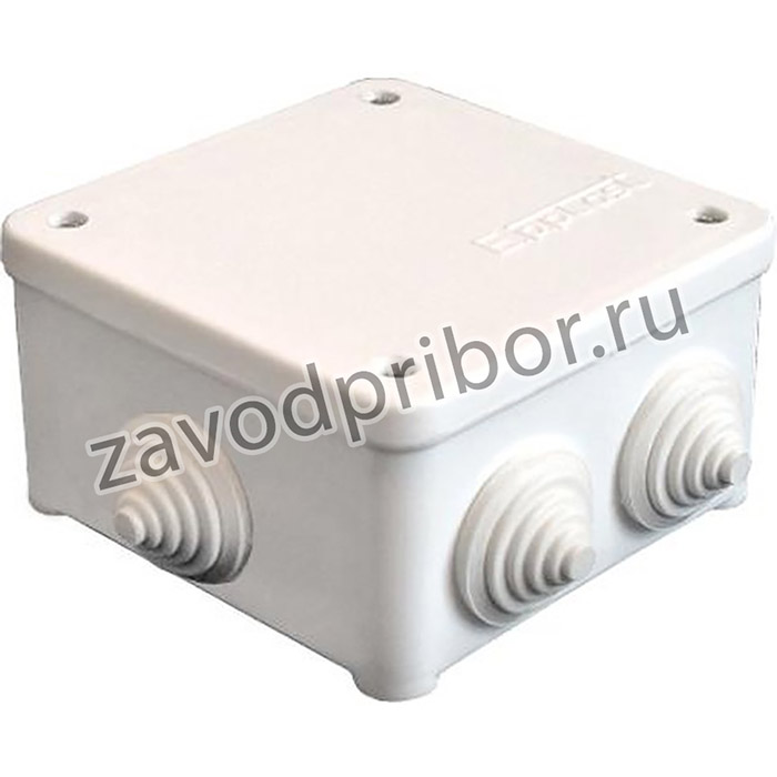Коробка распределительная ОП 85х85х45мм У130 IP54 7 выходов 3 гермоввода крышка на винтах бел. Epplast 130111