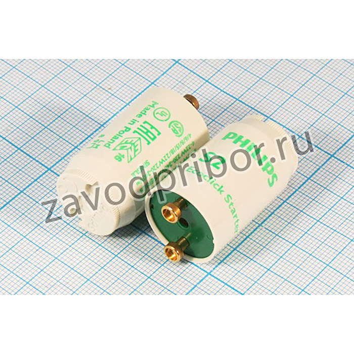 Стартер для люминесцентных ламп S2, 220В, 2P, 22Вт, белый, 21x39, He; Л Стартер 220В\2P\22Вт\бел\\ 21x39\He\S2\Philip