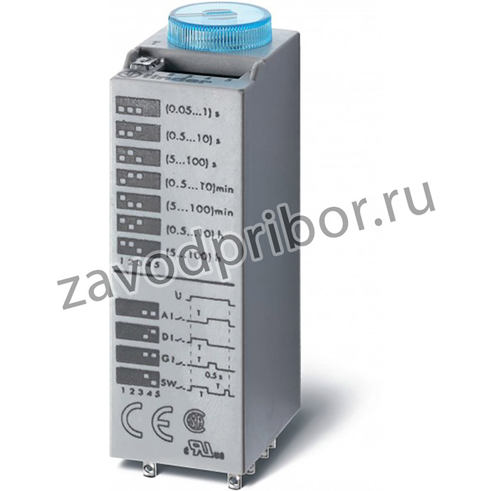 Миниатюрный встраиваемый таймер, 2CO 10A, Задержка ВКЛ (AI), (DI), задержка 0,5с (GI)