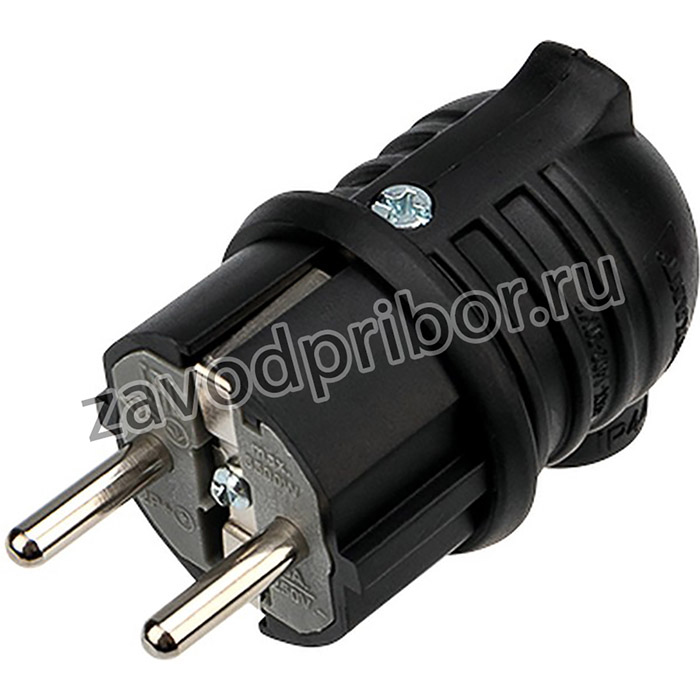 111-003, Вилка угловая влагозащищенная, с/з, 16 А, IP44 каучук