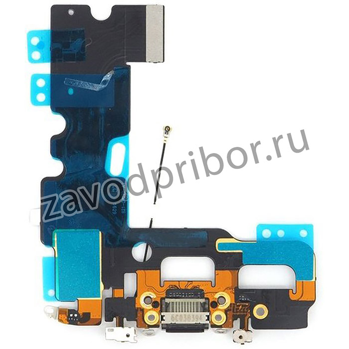 Шлейф для Apple iPhone 7 (4,7) c разъемом для зарядки, гарнитуры и микрофоном черный