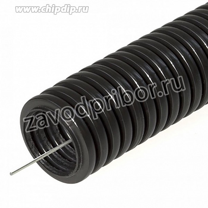 Труба гофрированная ПНД безгалогенная (HF) черная с заземлением д40 (15м/960м уп/пал) Строитель Промрукав