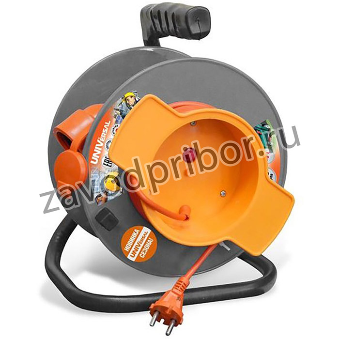 Удлинитель на катушке 1х30м без заземл. 10А IP44 У10-028 ПВС 2х0.75 термозащита с выносн. розеткой UNIVersal 9633262