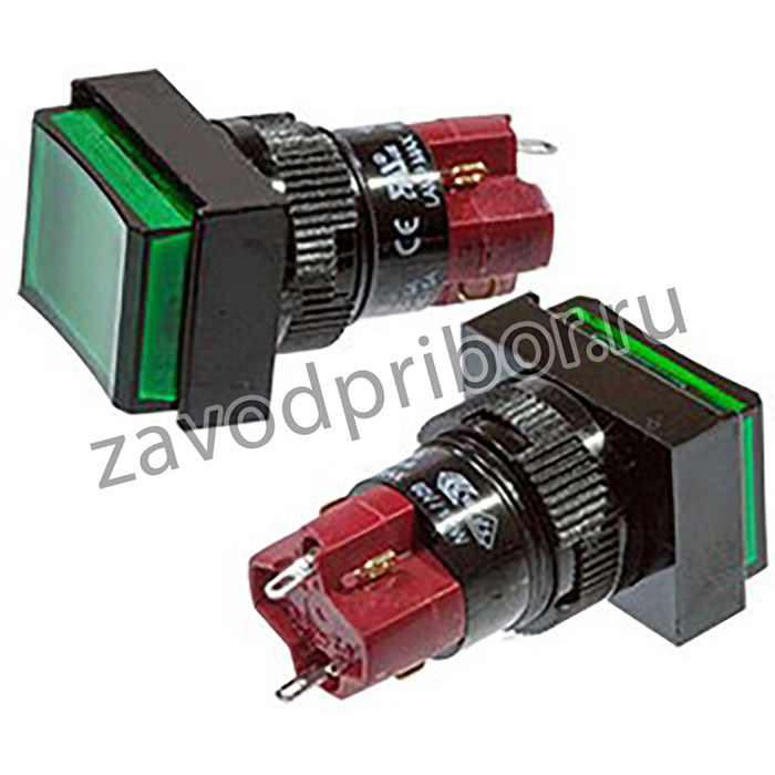 D16LAT1-1ABKG, кнопка с фикс. 250В/5А, LED подсветка 24В