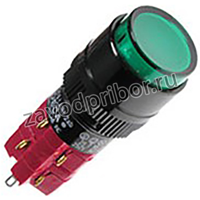 D16LAR1-2ABGG, кнопка с фиксацией и подсветкой неон 250В 5А