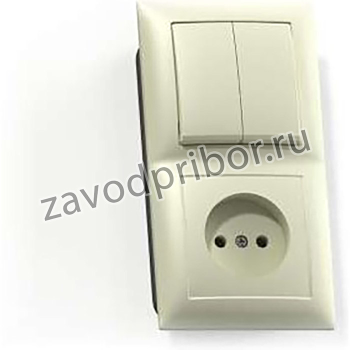 Блок СП БКВР-409 Селена (2-кл. выкл. + розетка) сл. кость Кунцево 8171