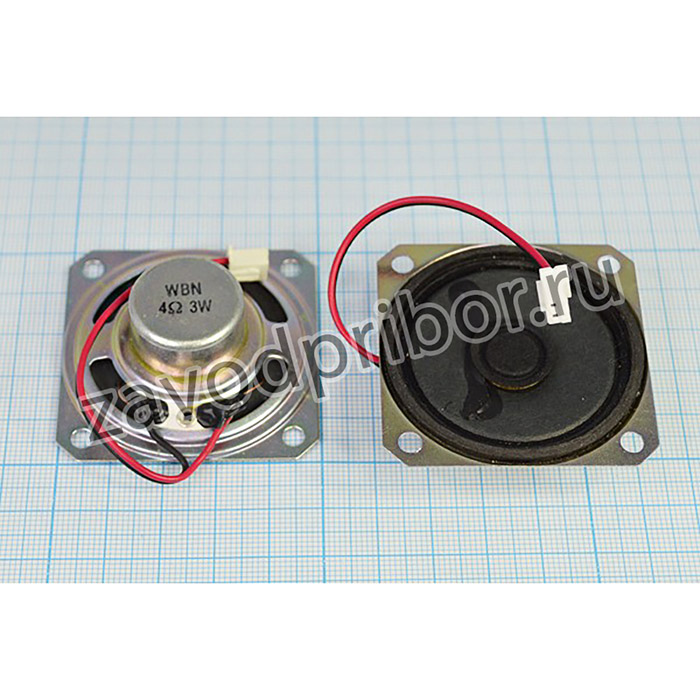 Динамик круглой формы в прямоугольном корпусе размерами 50x50x18мм, 4 Ом,3Вт ; дин 50x50x18\ 4\3,0\мет/бум\2L80\ VS50x50R4F650P3