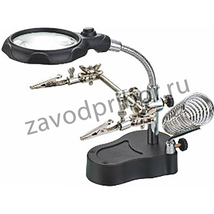 MG16126-A держатель плат с увеличителем и подсветкой ("третья рука"), 3ААА