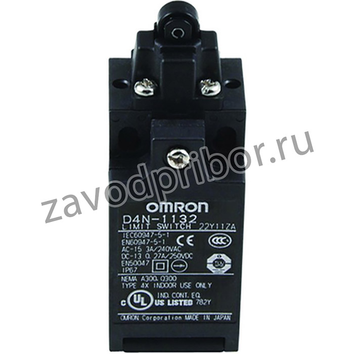 D4N-1A32, Концевой выключатель, пластмассовый ролик d9,5мм, NO + NC, 10А
