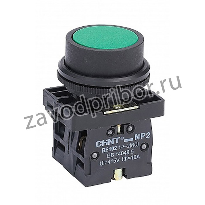 CHINT Кнопка управления NP2-EA35 без подсветки зеленая 1НО+1НЗ IP40