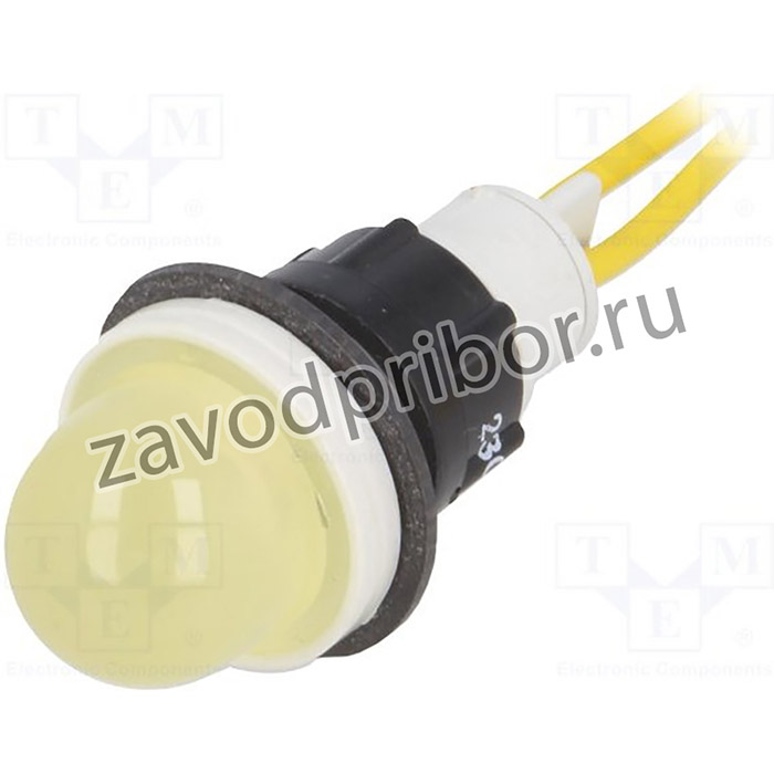 LY-D16H-230AC, Индикат.лампа: LED, выпуклый, 230ВAC, Отв: d13мм, провода 300мм