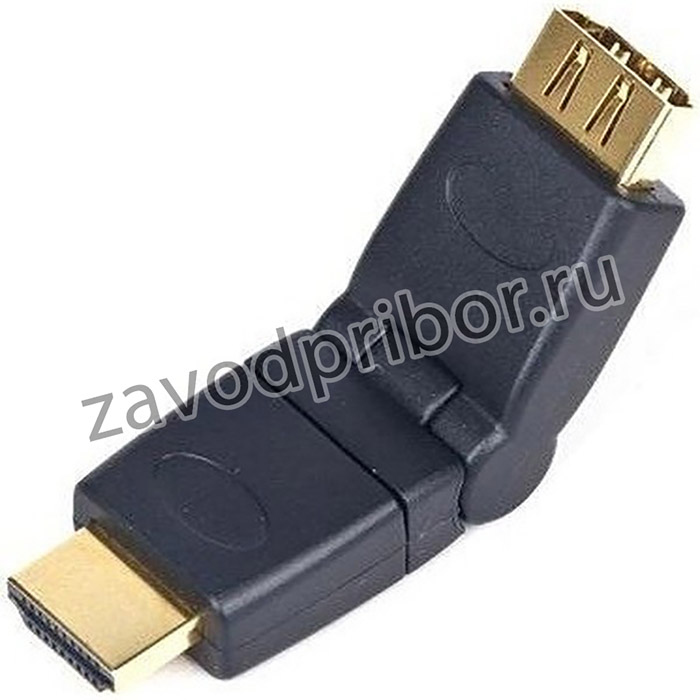 Gembird Переходник HDMI-HDMI 19F/19M, вращающийся на 180 град, золотые разъемы, пакет [A-HDMI-FFL2]