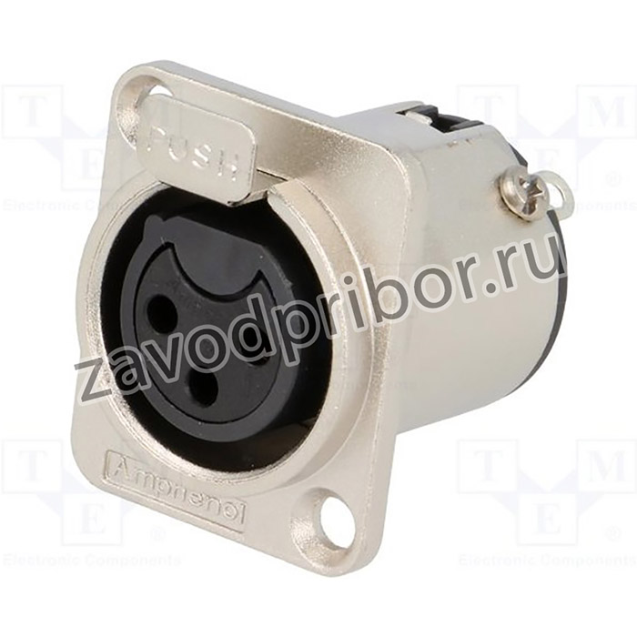 AC3FDZ-AU, Гнездо, XLR, "мама", PIN: 3, прямой, с кнопкой, пайка, позолота, 133В