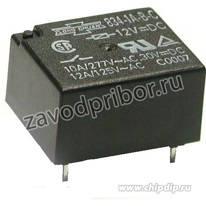 834-1A-B-C 12VDC, Реле 1 замык. 12VDC, 10A/277V SPST-NO(OBSOLETE)