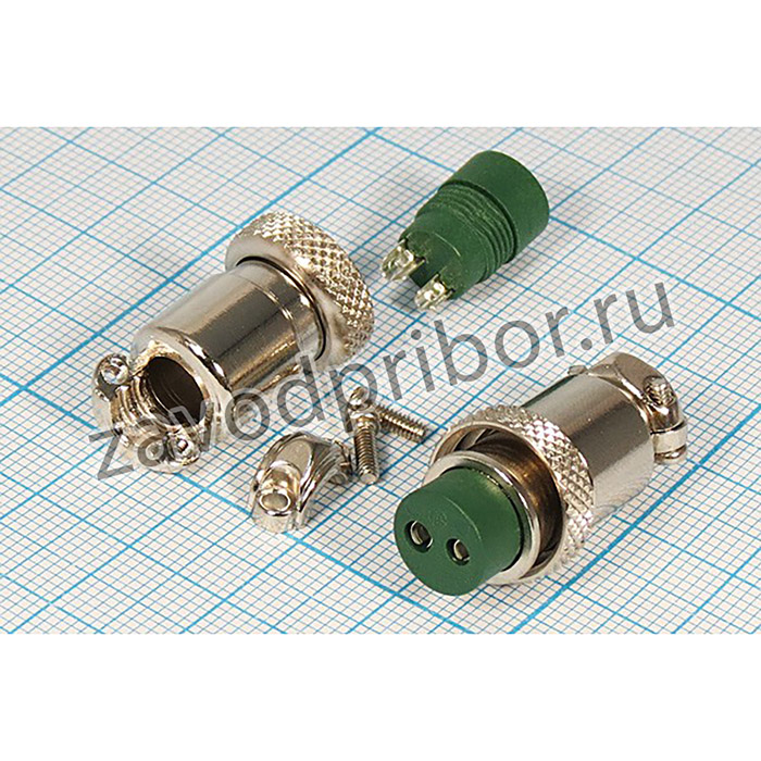 Разъем микрофонный MIC12 розетка, контакты 2P, монтаж на кабель, М12, N12-2(P)