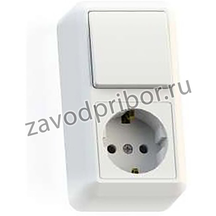 Блок комбинированный ОП БКВР-405 Оптима (1-кл. выкл. + розетка с заземл.) бел. Кунцево 8064