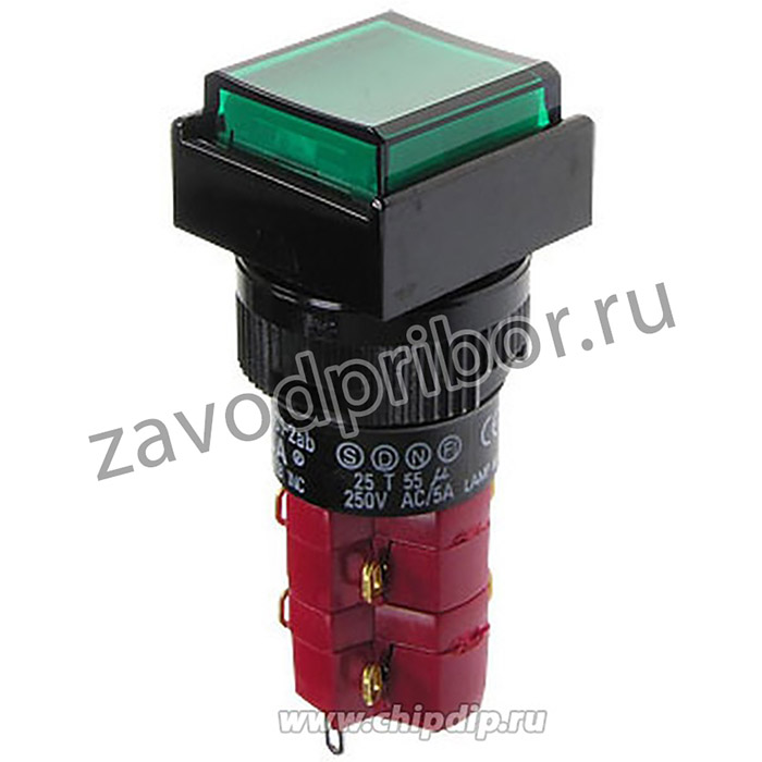 D16LAS1-2ABKG, кнопка с фиксацией и LED подсветкой 250В 5А